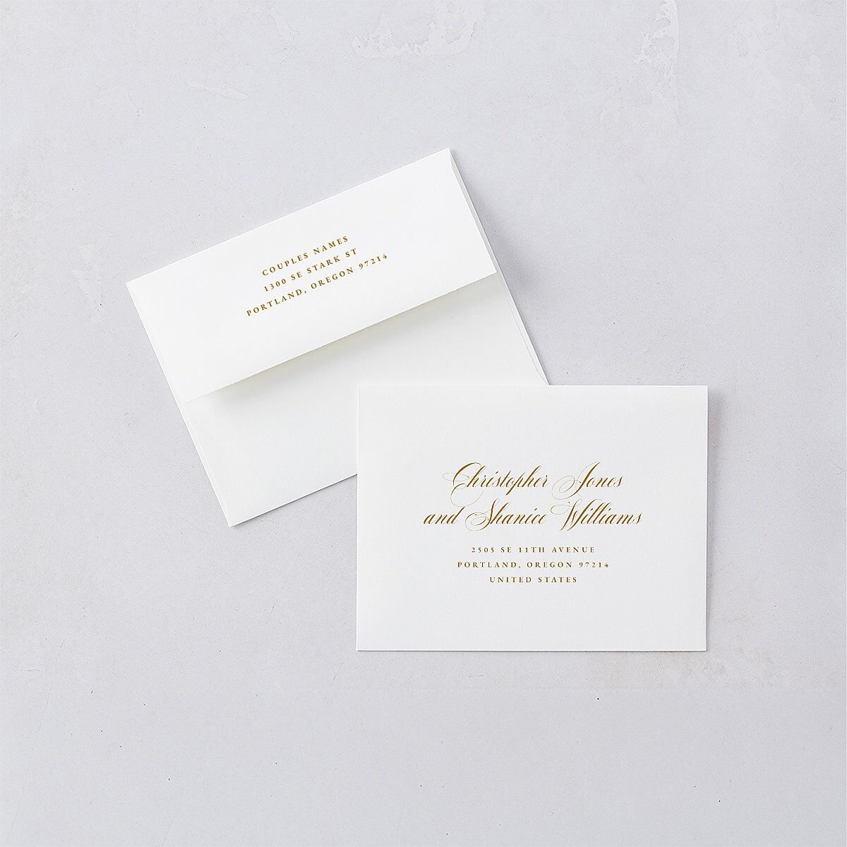 Opulent Garden Save the Date Magnet Envelopes White Standard Scottish Green Both Recipient and Return Addresses Signature