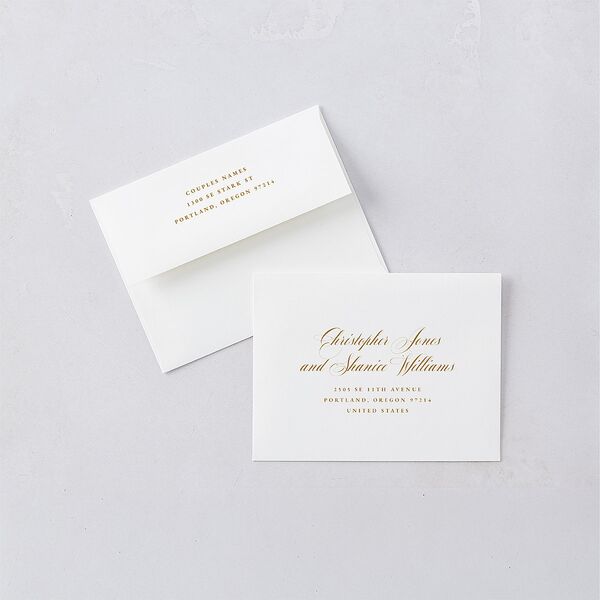 Opulent Garden Save the Date Magnet Envelopes White Standard Scottish Green Both Recipient and Return Addresses Signature