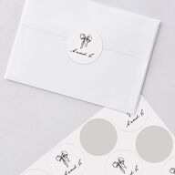 Vintage Candelabra with Bow Wedding Stickers Charcoal Circle