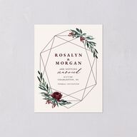 Gilded Botanical Save the Date Petite Cards Burgundy Signature smooth Blank No Standard