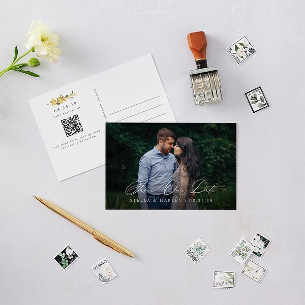 Delphinium Crest Save the Date Postcards Daffodil Postcard