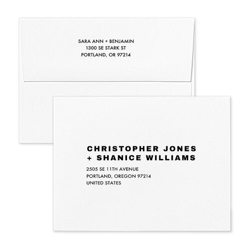 Cinematic Love Story Save the Date Petite Card Envelopes Pure White White Both Recipient and Return Addresses Signature Standard