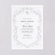 Formal Opulent Frame Bridal Shower Invitations Pure White Signature Blank Standard