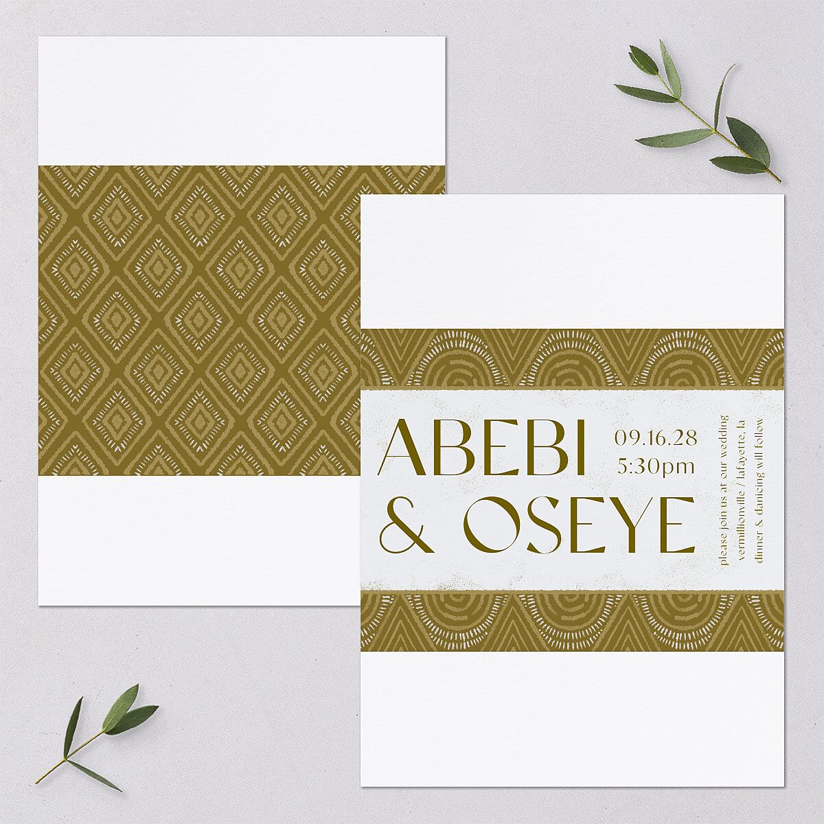 Gilded Sahara Pattern Wedding Invitations — view 1