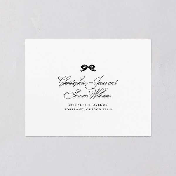Classic Champagne with Bows All-in-One Wedding Invitations Pure White Signature Light Both Recipient and Return Addresses No