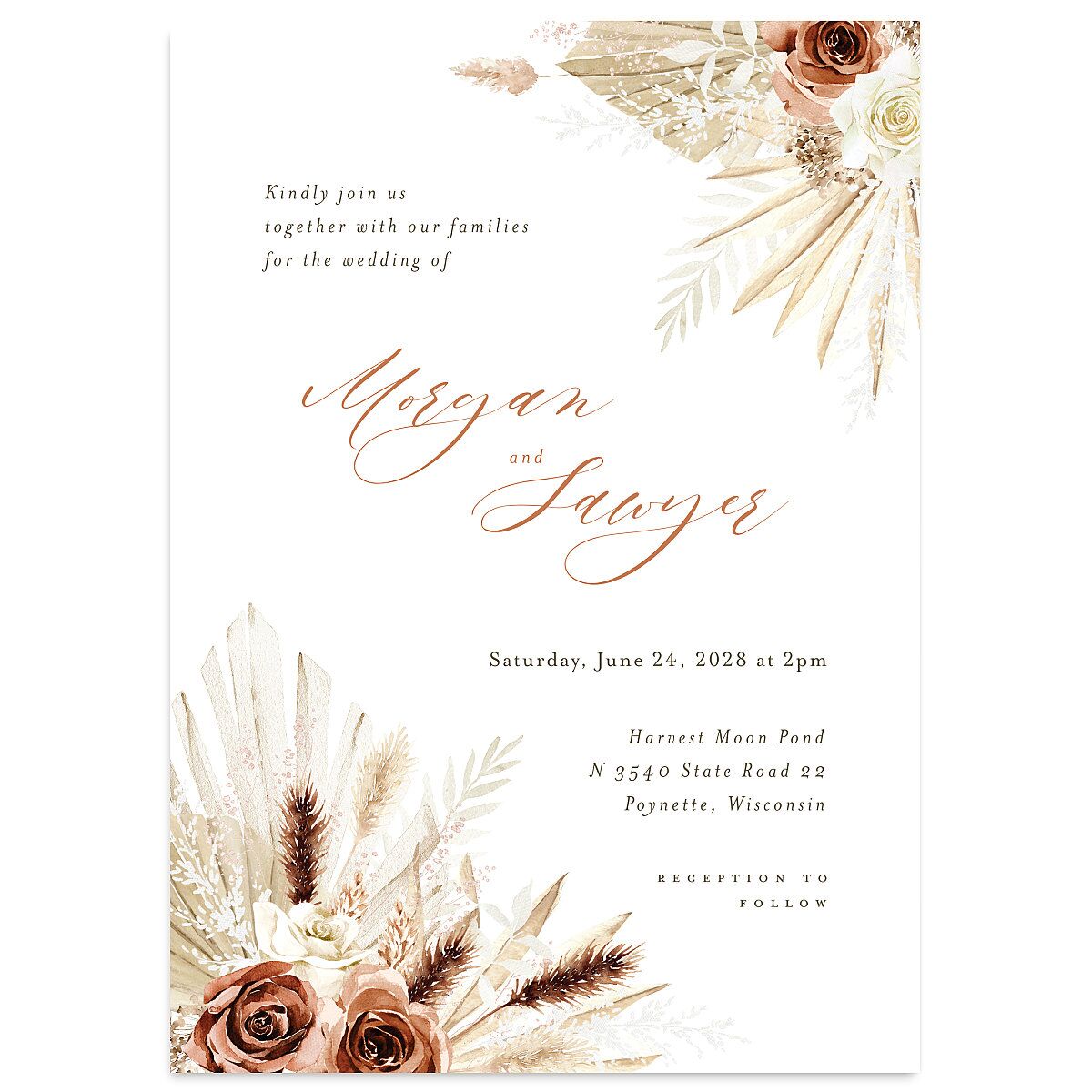 Western Floral Wedding Invitations