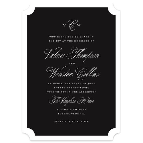 Elegant Eclectic Wedding Invitations Midnight Signature Blank No Ticket