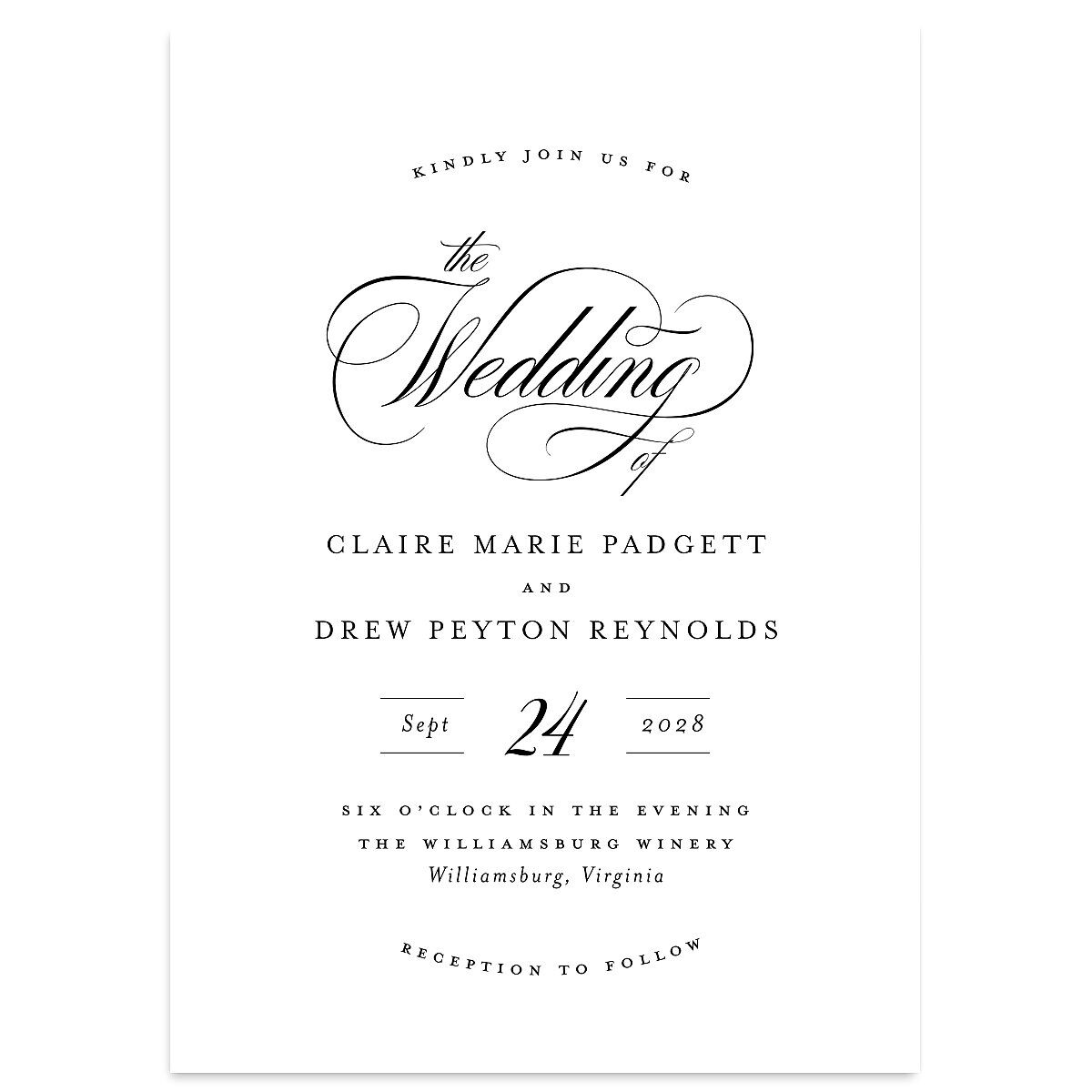 Classic Calligraphy Wedding Invitations