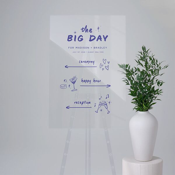 Hand Drawn Cheers Acrylic Direction Sign Large Jewel Blue Standard Acrylic L Direction