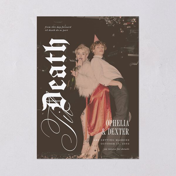Til Death Gothic Photo Wedding Invitations Sand Signature Blank No Standard