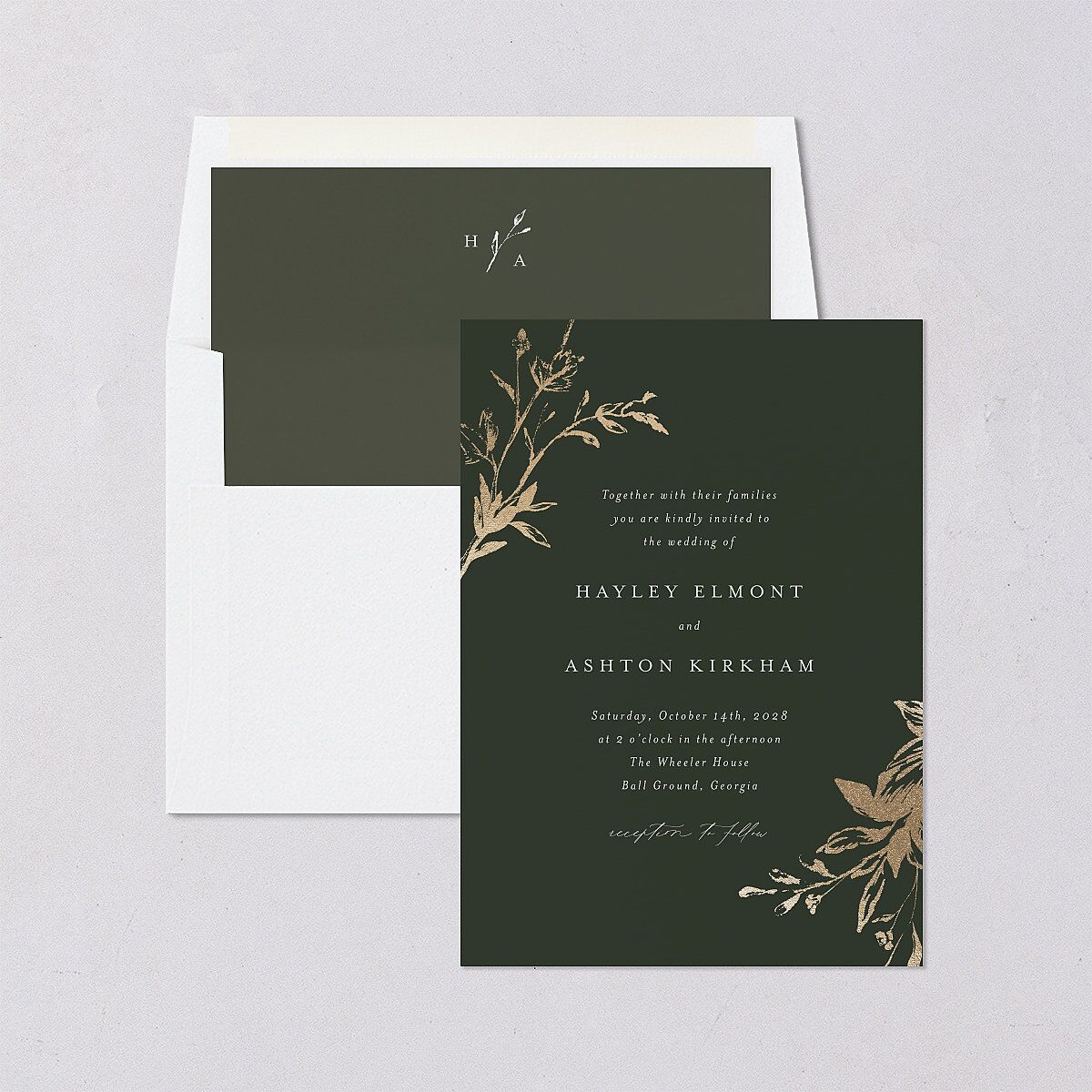Shining Leaves Envelope Liners Dark Green Standard