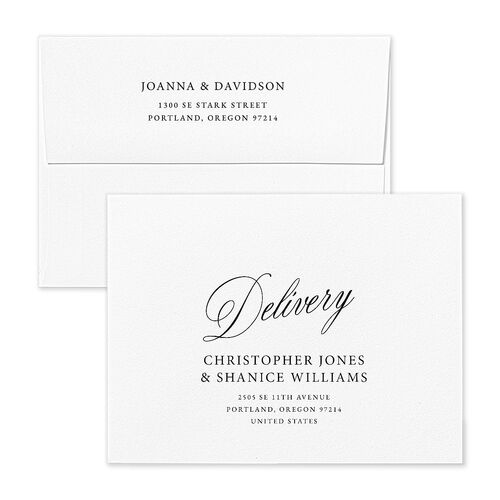 We're Getting Married Save the Date Magnet Envelopes Licorice White Both Recipient and Return Addresses Signature Standard