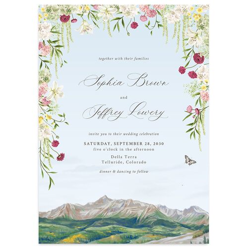 Romantic Floral Mountain Wedding Invitations Meadow Signature Blank Standard No