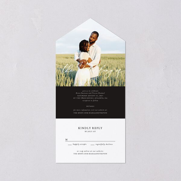 Romantic Photo All-in-One Wedding Invitations Midnight Signature Light Both Recipient and Return Addresses No