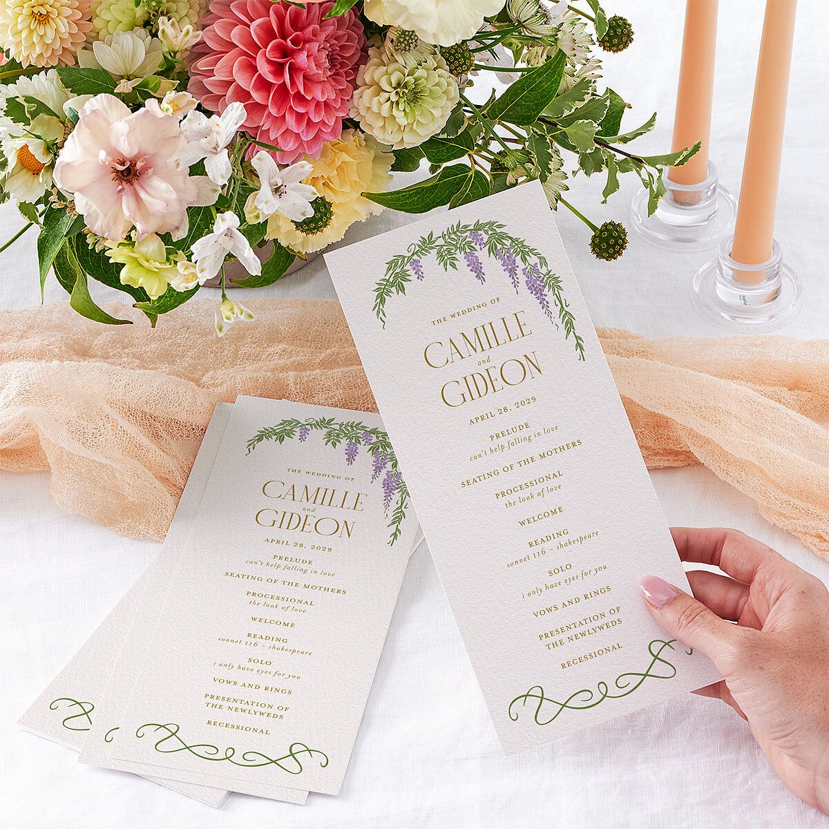 Art Nouveau Wisteria Wedding Programs Purple Petal Signature