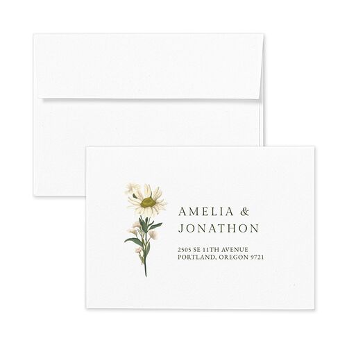 Wild Daisies Response Card Envelopes White Hunter Green Return Address Signature Standard