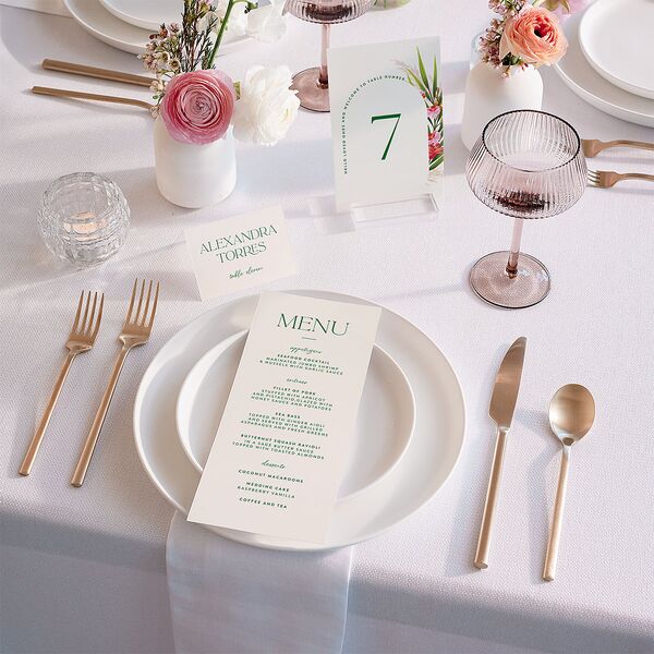 Hawaiian Tropical Orchid Oval Place Cards Crimson Signature