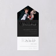 Modern Vow All-in-One Wedding Invitations Charcoal Signature Light Both Recipient and Return Addresses No