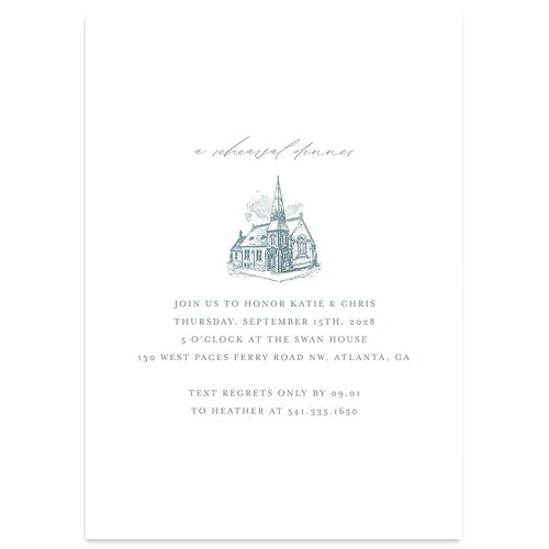 Classic Landscape Rehearsal Dinner Invitations Regency Blue Signature Blank Standard