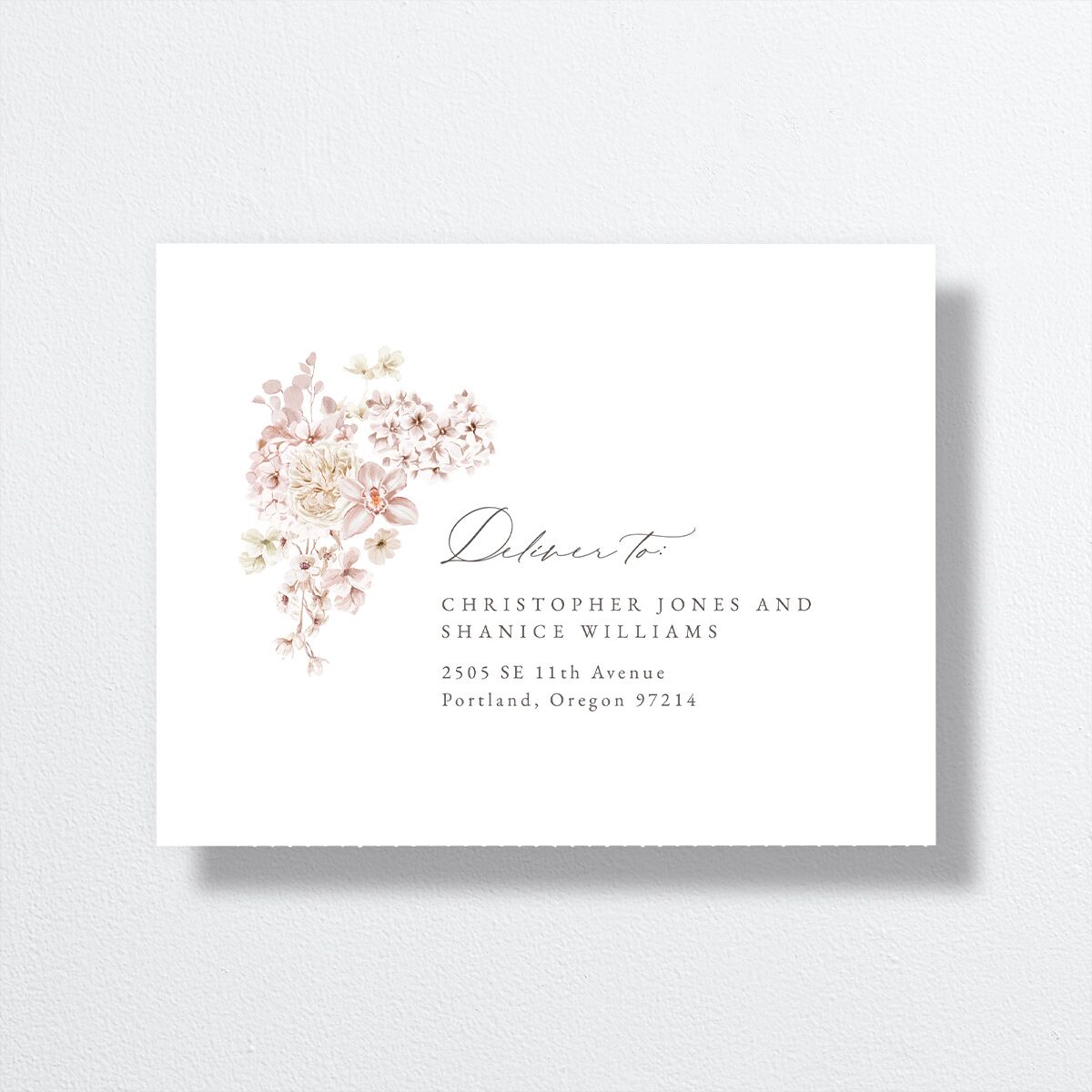 Luxury Floral All-in-One Wedding Invitations Desert Rose Signature Light Both Recipient and Return Addresses No