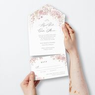 Luxury Floral All-in-One Wedding Invitations Desert Rose Signature Light Both Recipient and Return Addresses No