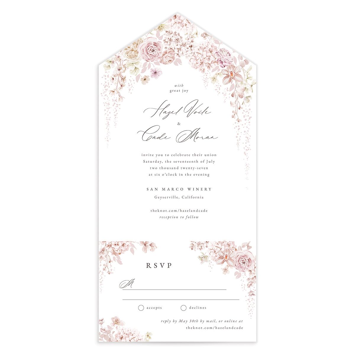 Luxury Floral All-in-One Wedding Invitations