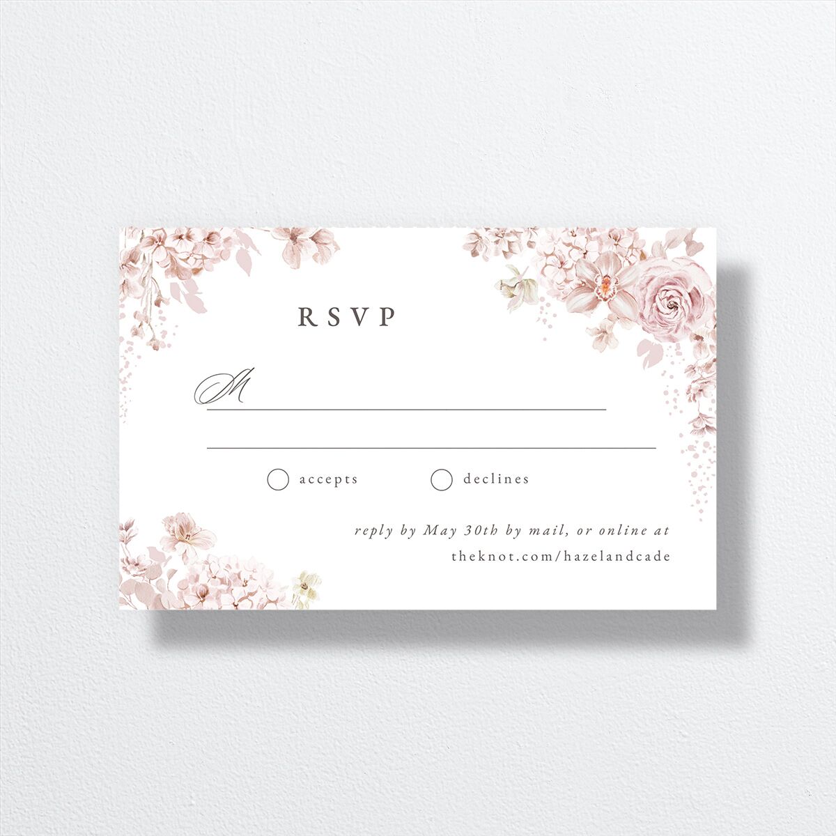Luxury Floral All-in-One Wedding Invitations Desert Rose Signature Light Both Recipient and Return Addresses No