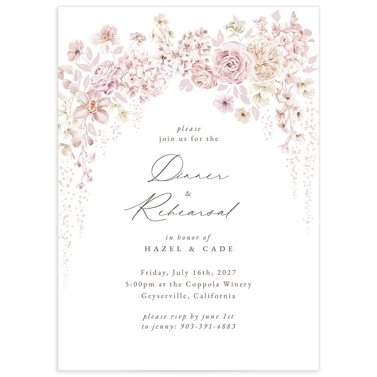 Luxury Floral Rehearsal Dinner Invitations