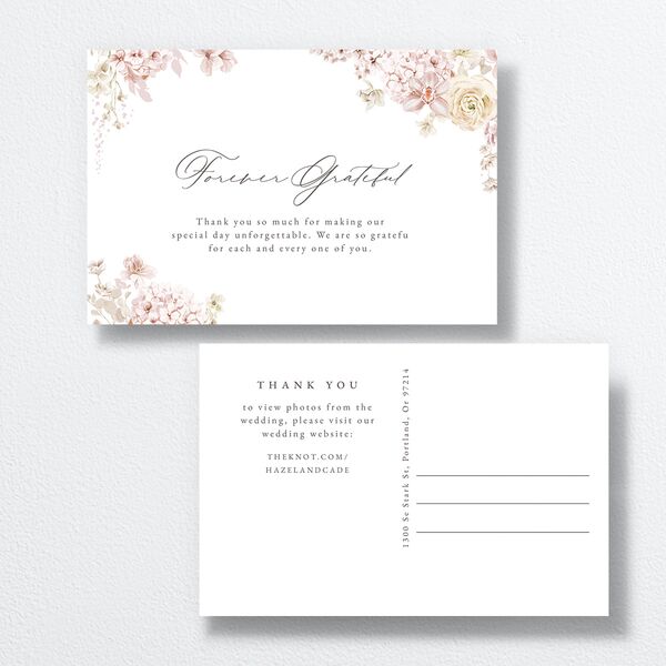Luxury Floral Thank You Postcards Desert Rose