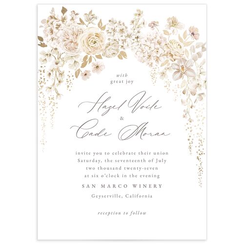 Luxury Floral Wedding Invitations - Cream