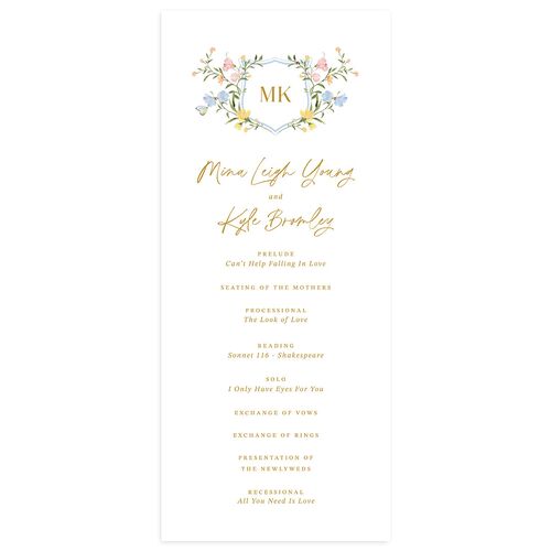 Fairytale Wildflower Crest Wedding Programs Daffodil Signature