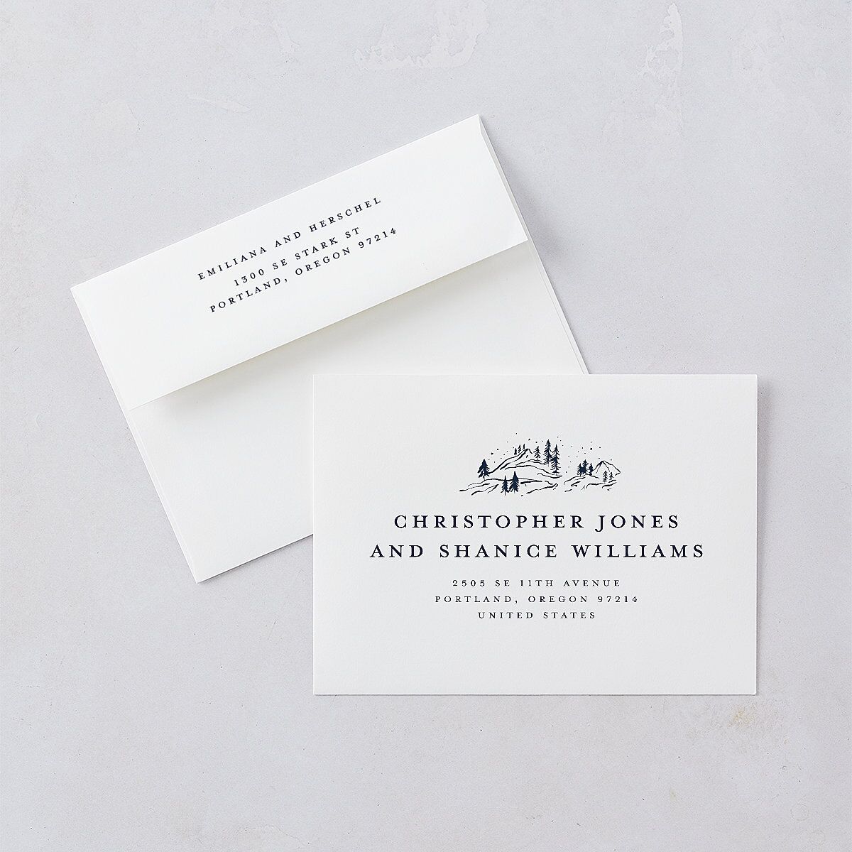 Mountain Sky Foil Wedding Invitations Gold Navy Signature Blank No Standard