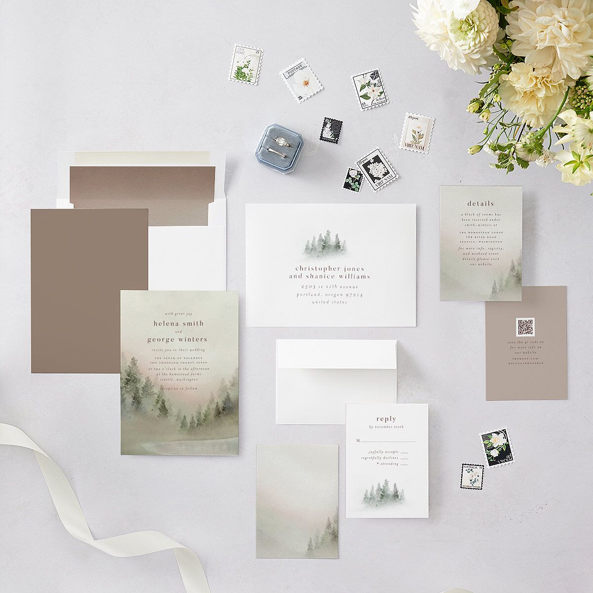 Mountain Mist Wedding Invitations Fawn Signature Blank No Standard