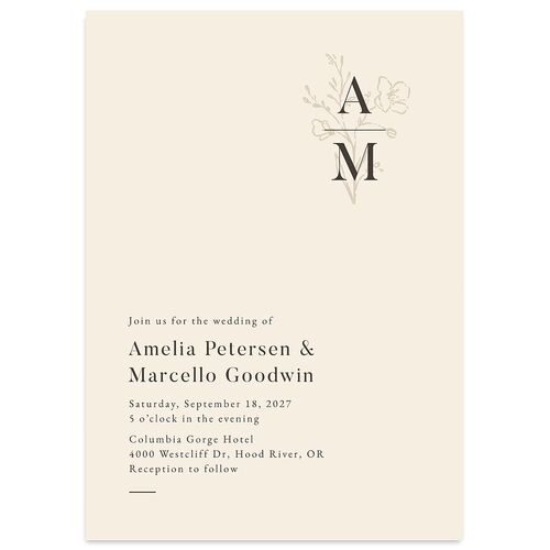 Rustic Monogram Wedding Invitations Sand Signature Blank No Standard