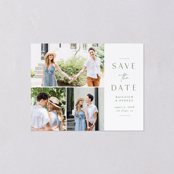 Side Panel Save the Date Petite Cards Deep Olive Signature smooth Blank No Standard
