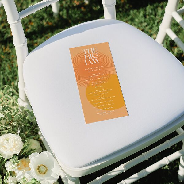 Retro Sunburst Wedding Programs Pumpkin Signature