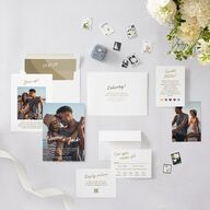 Color Pop Retro Photo Wedding Invitations Sand Signature Blank No Standard