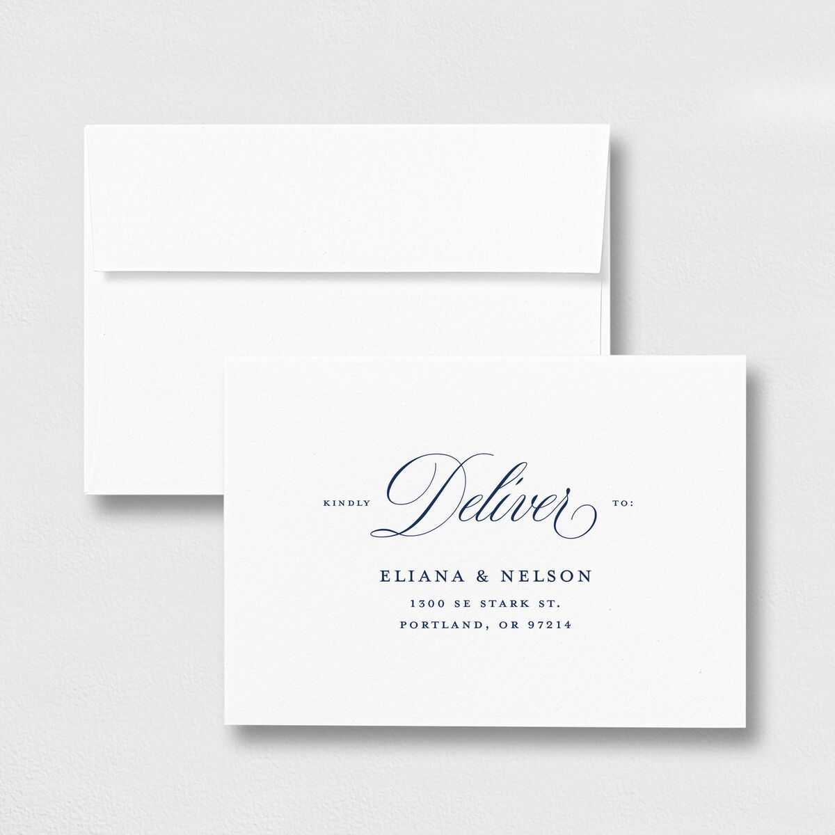 Classic Photo Response Card Envelopes White Standard Navy Return Address Signature