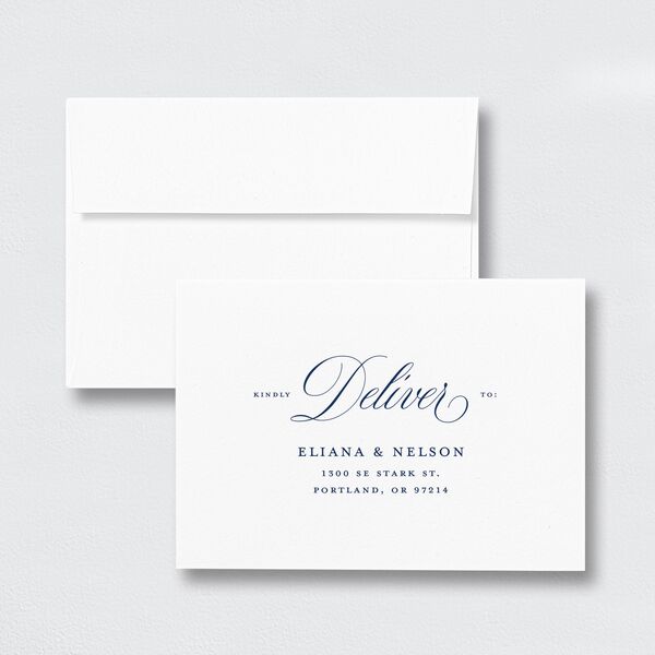 Classic Photo Response Card Envelopes White Standard Navy Return Address Signature