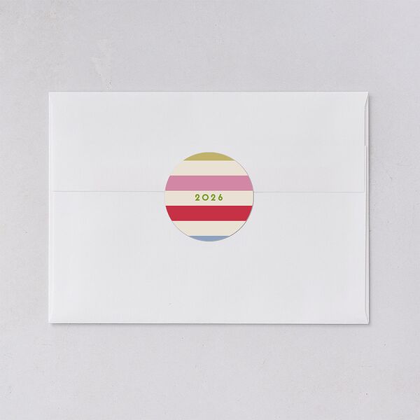 Eclectic Vintage Stripes Holiday Stickers Linen Circle