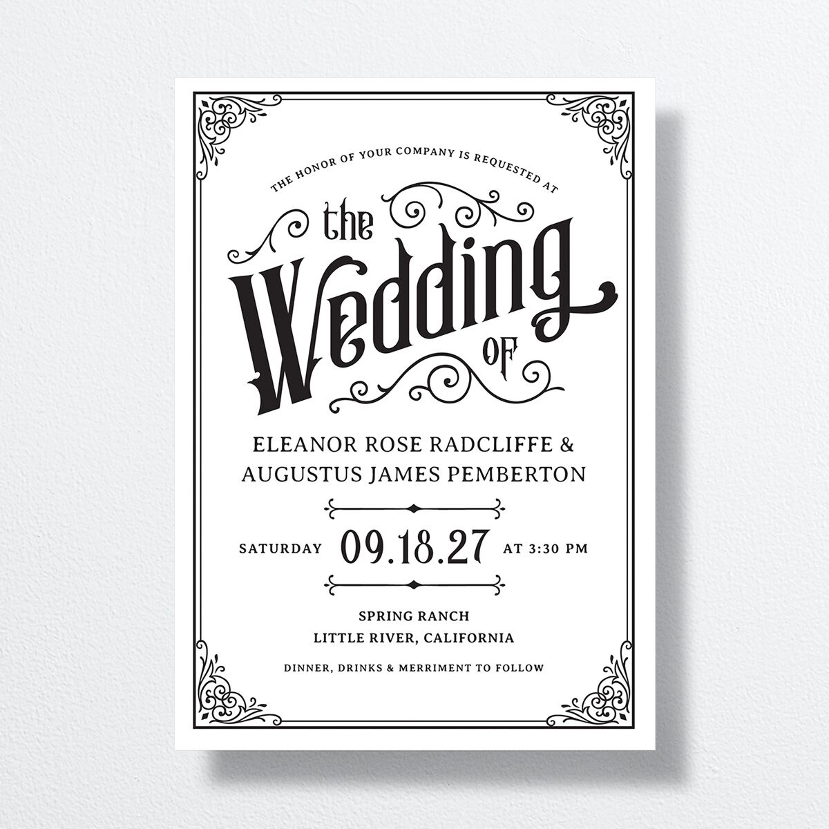 Western Gothic Wedding Invitations Pure White Signature No