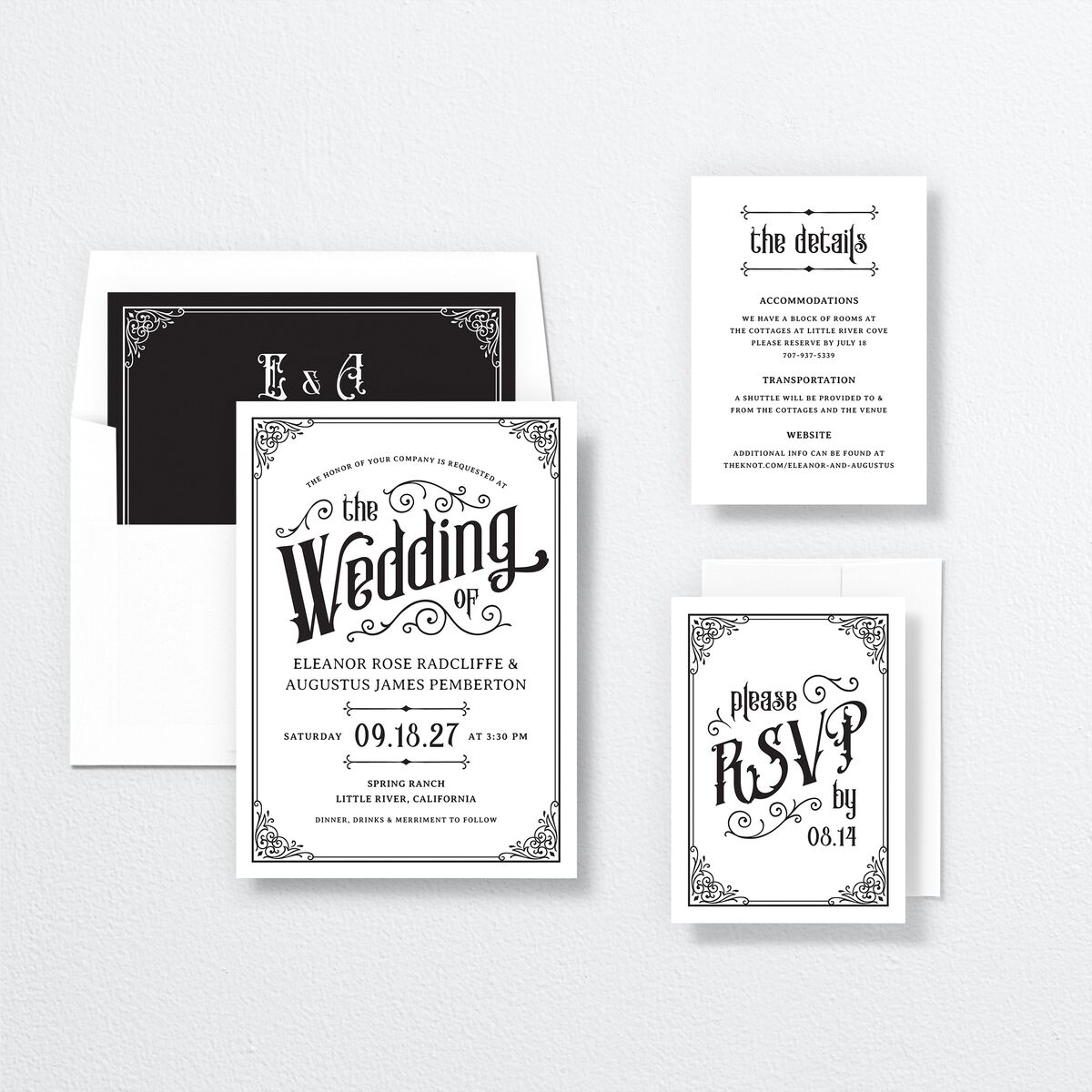 Western Gothic Wedding Invitations Pure White Signature No