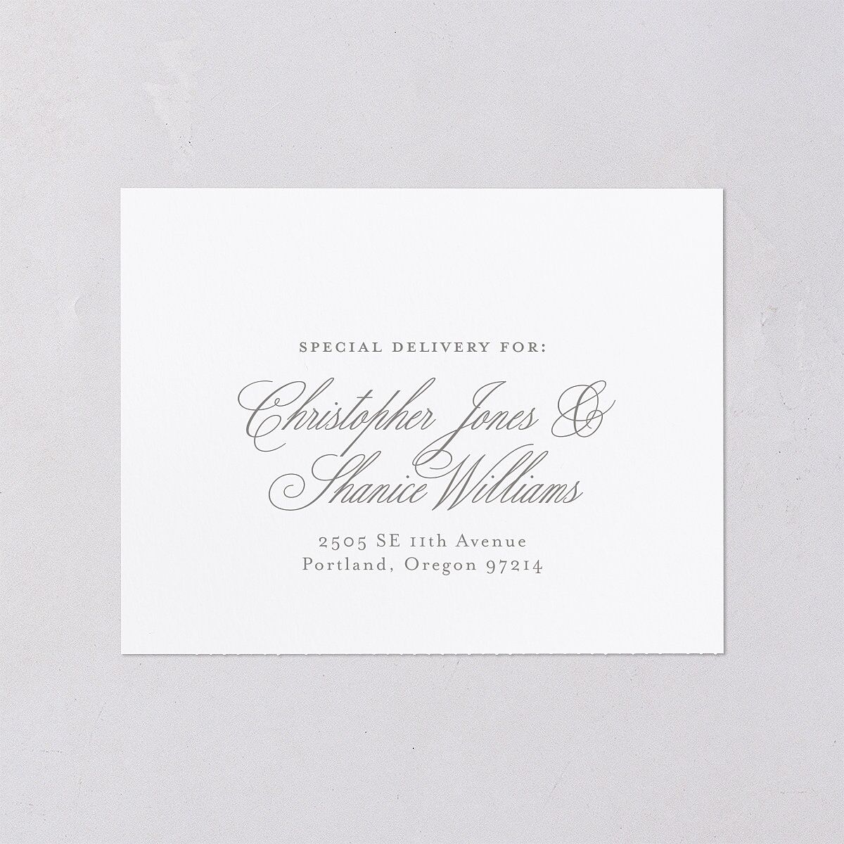 Luxury Floral Monogram All-in-One Wedding Invitations Cotton Signature Light Both Recipient and Return Addresses No