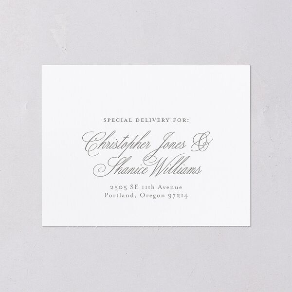 Luxury Floral Monogram All-in-One Wedding Invitations Cotton Signature Light Both Recipient and Return Addresses No