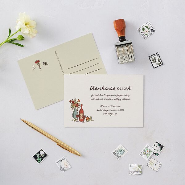 Hand Drawn Tablescape Thank You Postcards Linen
