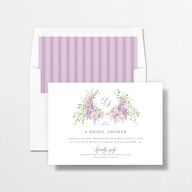 Formal Wisteria Garden Crest Bridal Shower Invitations by Bridgerton Purple Haze Signature
