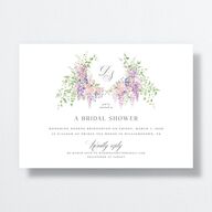 Formal Wisteria Garden Crest Bridal Shower Invitations by Bridgerton Purple Haze Signature