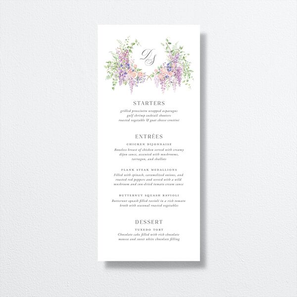 Formal Wisteria Garden Crest Menus by Bridgerton Purple Haze Signature