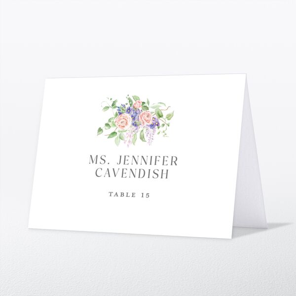 Formal Wisteria Garden Crest Place Cards by Bridgerton Purple Haze Signature