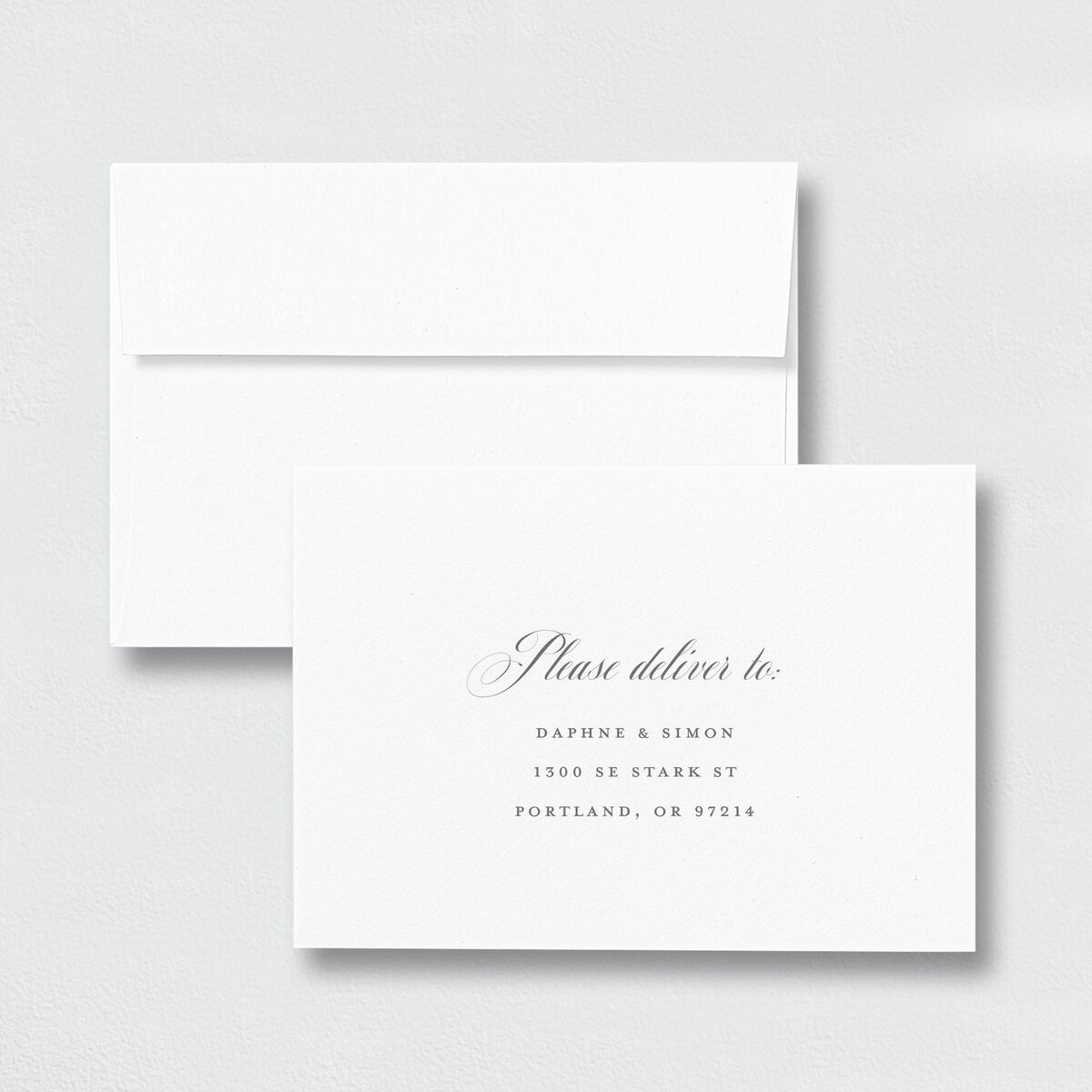 Formal Wisteria Garden Crest Response Card Envelopes by Bridgerton White Standard Purple Haze Return Address Signature